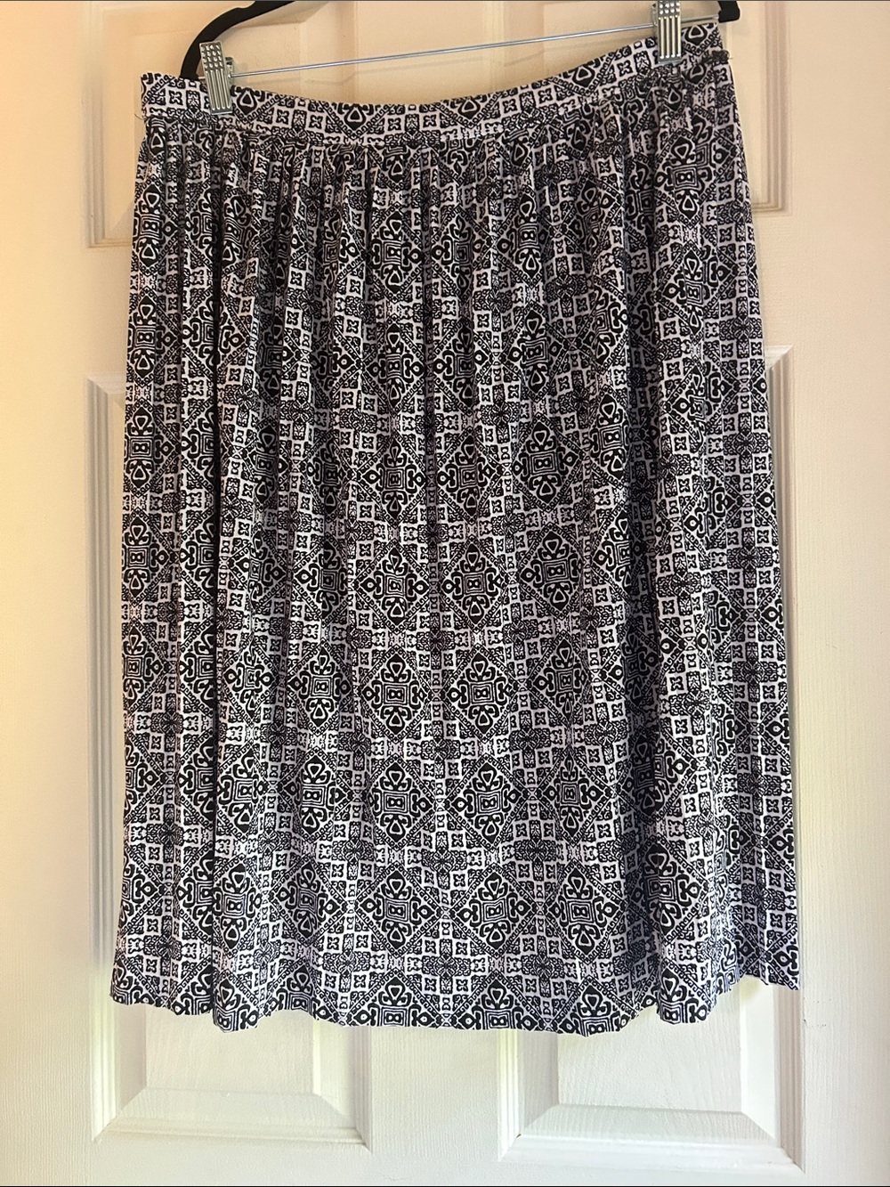 Robert Louis Black and White Printed Midi Skirt